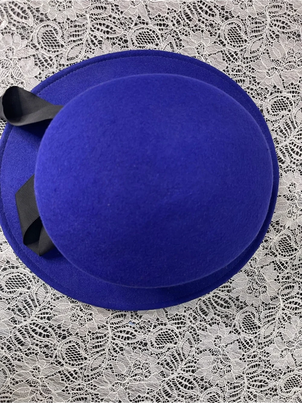 Olive Branch by Nicole Rose Royal Blue Wool Felt Bow Hat OS